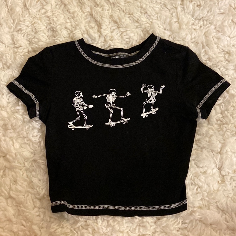 Black and White Skeleton Crop Top